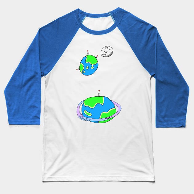 Lonely Planet Baseball T-Shirt by BubberDucky